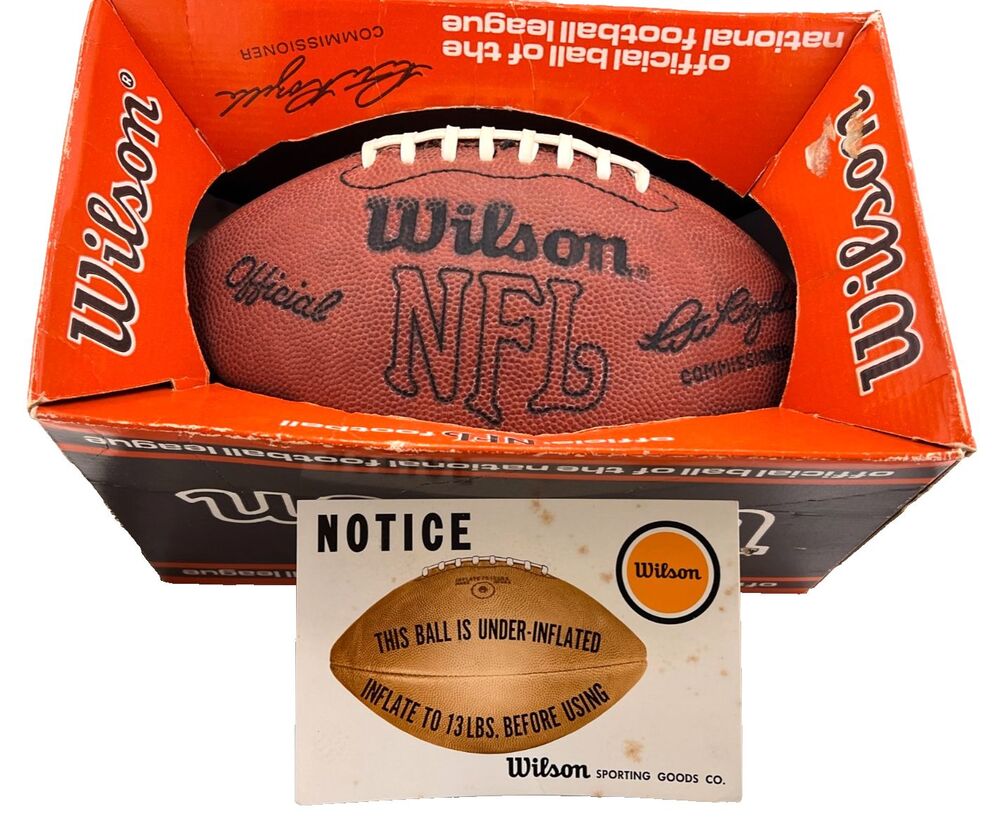 Vtg 70's Wilson NFL Official Leather Football w/Original Box & Card Pete Rozelle